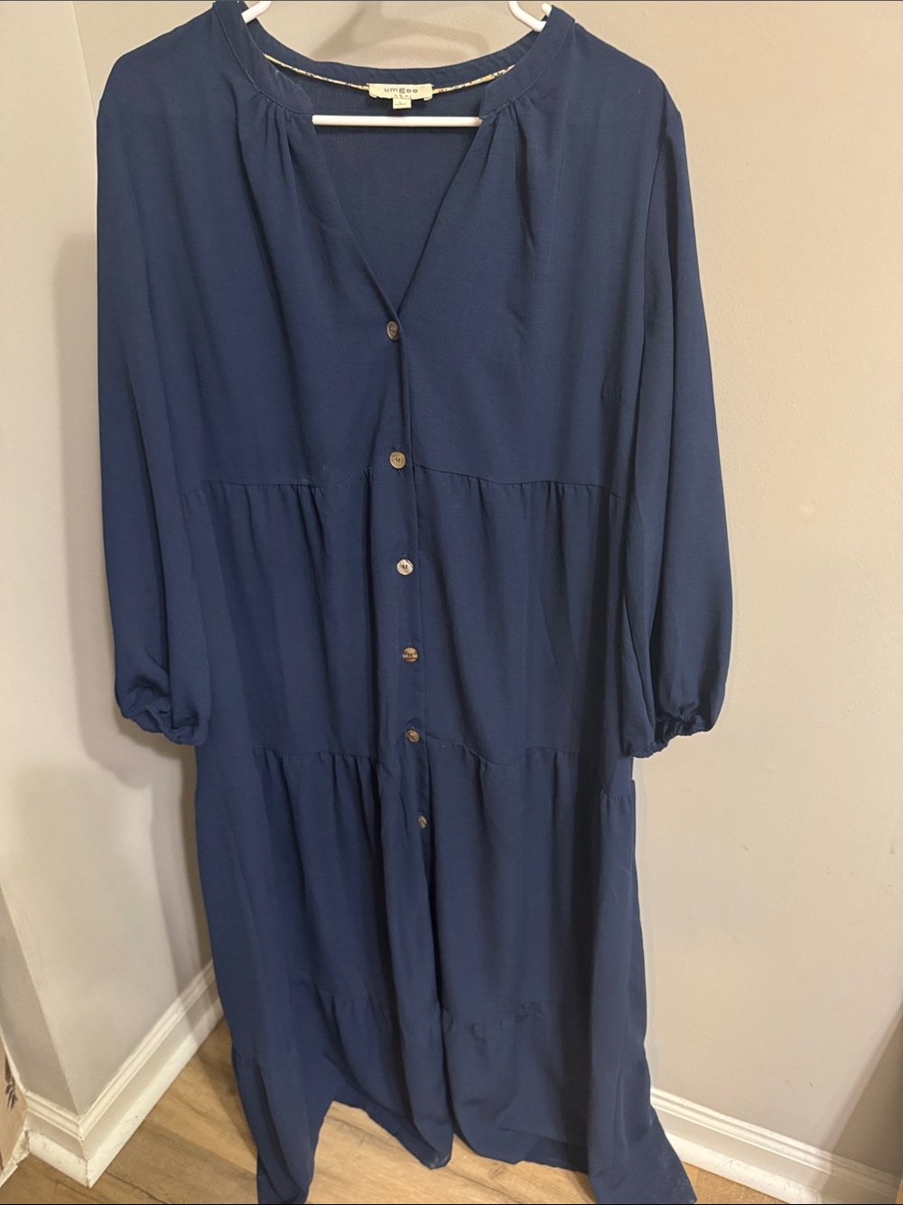 Umgee Long Navy Button-Front Women’s Dress